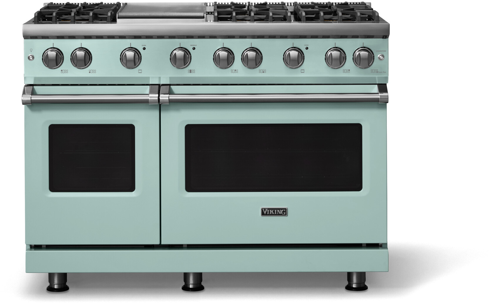 Viking VGR54846GSPLP 5-Series 48 inch Freestanding Gas Range with 6 Sealed Burners, Griddle, 6.1 cu. ft. Oven Capacity, VSH Pro Sealed Burner System and Gourmet-Glo Infrared Broiler (Splash, Polished Chrome, Liquid Propane)