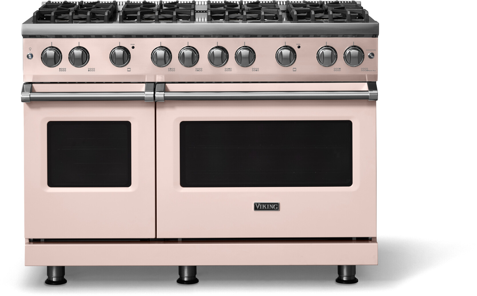 Viking VGR54848BBHLP 5-Series 48 inch Freestanding Gas Range with 8 Sealed Burners, 6.1 cu. ft. Oven Capacity, VSH Pro Sealed Burner System and Gourmet-Glo Infrared Broiler (Blush, Polished Chrome, Liquid Propane)