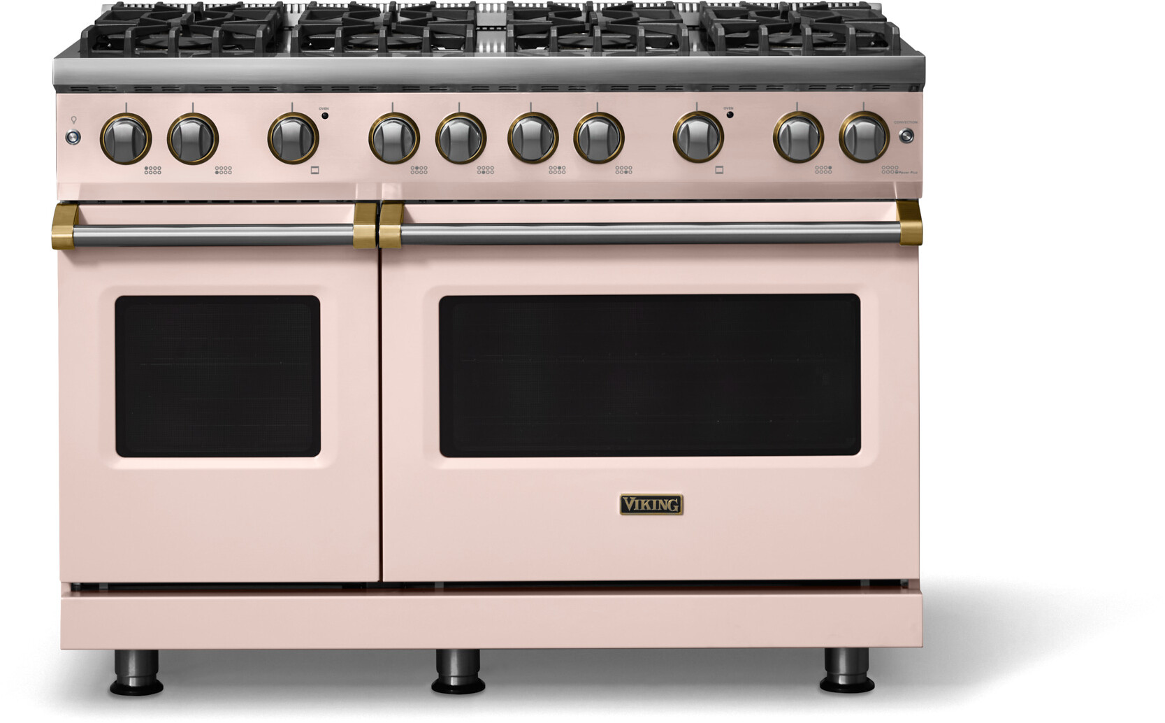 Viking VGR54848BBHBB 5-Series 48 inch Freestanding Gas Range with 8 Sealed Burners, 6.1 cu. ft. Oven Capacity, VSH Pro Sealed Burner System and Gourmet-Glo Infrared Broiler (Blush, Brushed Brass, Natural Gas)