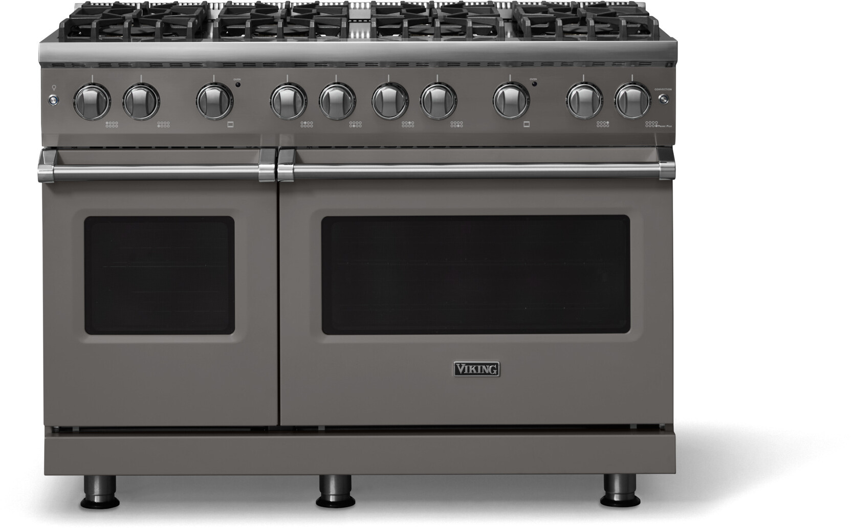 Viking VGR54848BDG 5-Series 48 inch Freestanding Gas Range with 8 Sealed Burners, 6.1 cu. ft. Oven Capacity, VSH Pro Sealed Burner System and Gourmet-Glo Infrared Broiler (Damascus Gray, Polished Chrome, Natural Gas)
