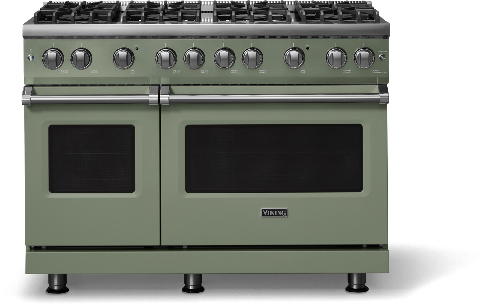 Viking VGR54848BEULP 5-Series 48 inch Freestanding Gas Range with 8 Sealed Burners, 6.1 cu. ft. Oven Capacity, VSH Pro Sealed Burner System and Gourmet-Glo Infrared Broiler (Eucalyptus, Polished Chrome, Liquid Propane)