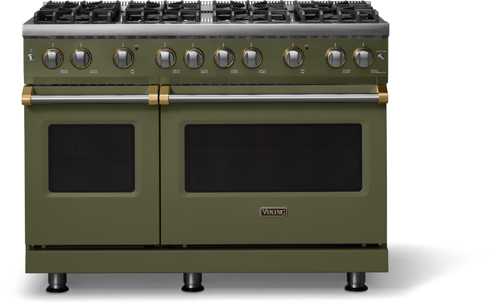 Viking VGR54848BMABBLP 5-Series 48 inch Freestanding Gas Range with 8 Sealed Burners, 6.1 cu. ft. Oven Capacity, VSH Pro Sealed Burner System and Gourmet-Glo Infrared Broiler (Martini, Brushed Brass, Liquid Propane)