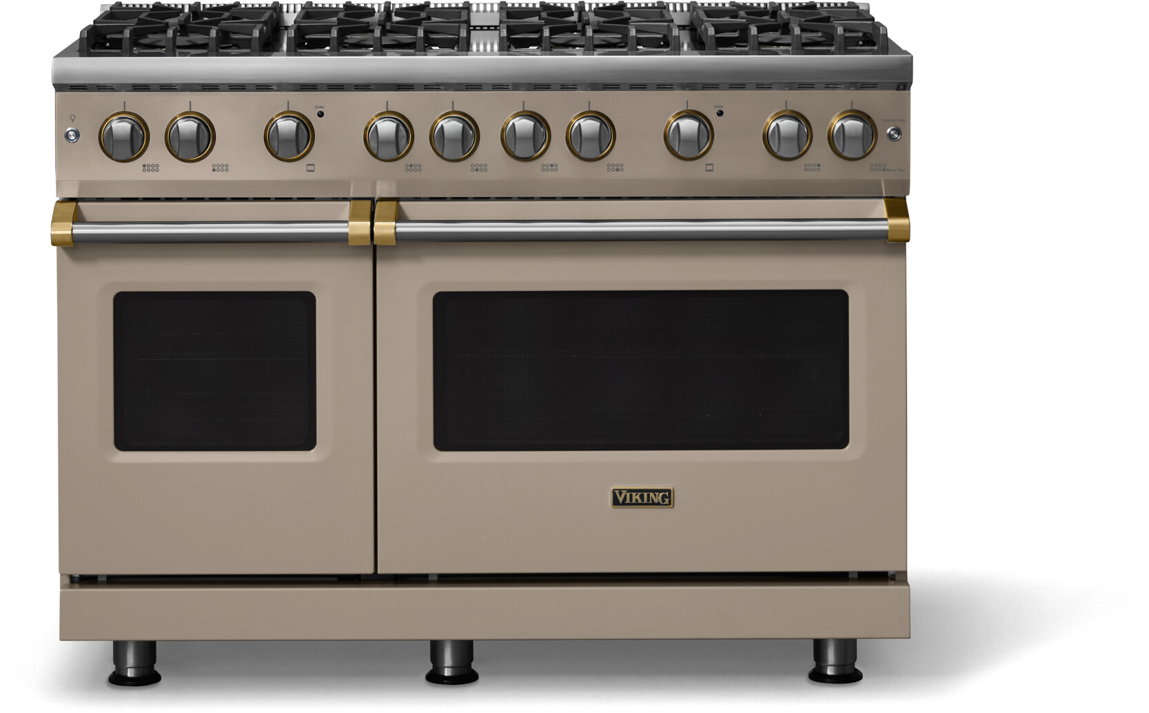 Viking VGR54848BNABB 5-Series 48 inch Freestanding Gas Range with 8 Sealed Burners, 6.1 cu. ft. Oven Capacity, VSH Pro Sealed Burner System and Gourmet-Glo Infrared Broiler (Nantucket, Brushed Brass, Natural Gas)