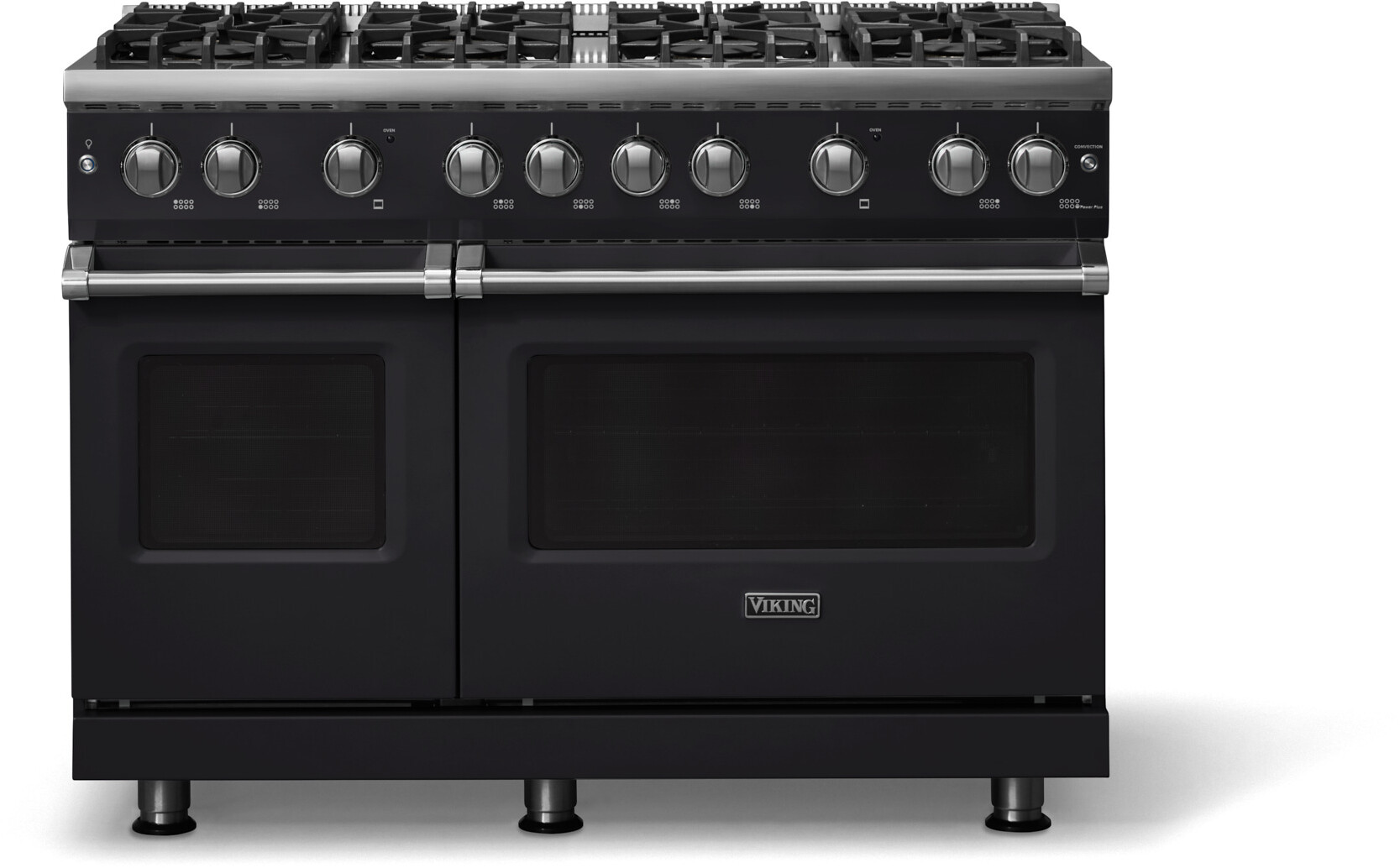 Viking VGR54848BONLP 5-Series 48 inch Freestanding Gas Range with 8 Sealed Burners, 6.1 cu. ft. Oven Capacity, VSH Pro Sealed Burner System and Gourmet-Glo Infrared Broiler (Onyx, Polished Chrome, Liquid Propane)