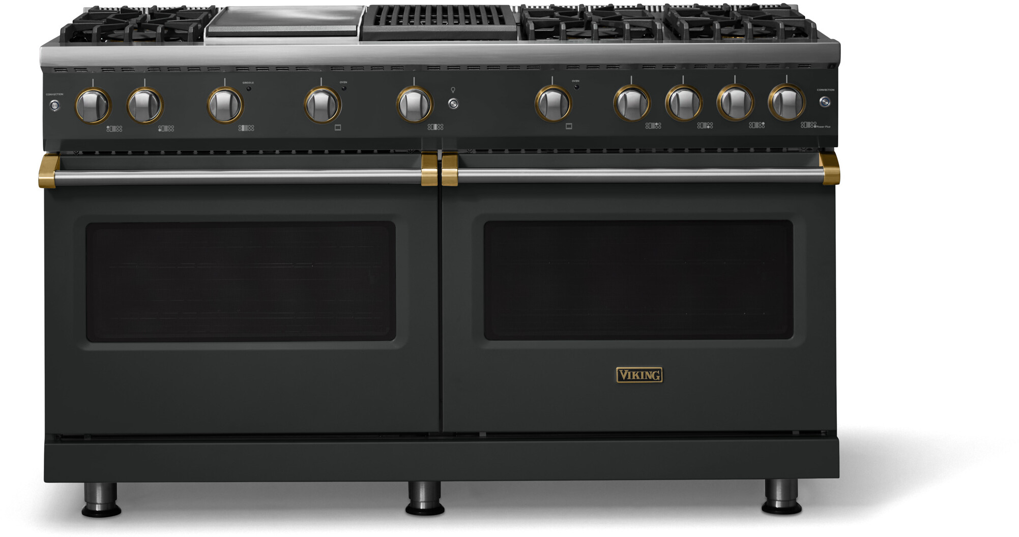 Viking VGR56046GQANBB 5-Series 60 inch Freestanding Gas Range with 6 Sealed Burners, Griddle, Grill, 8 cu. ft. Oven Capacity, VSH Pro Sealed Burner System and Gourmet-Glo Infrared Broiler (Antique Bronze, Brushed Brass, Natural Gas)