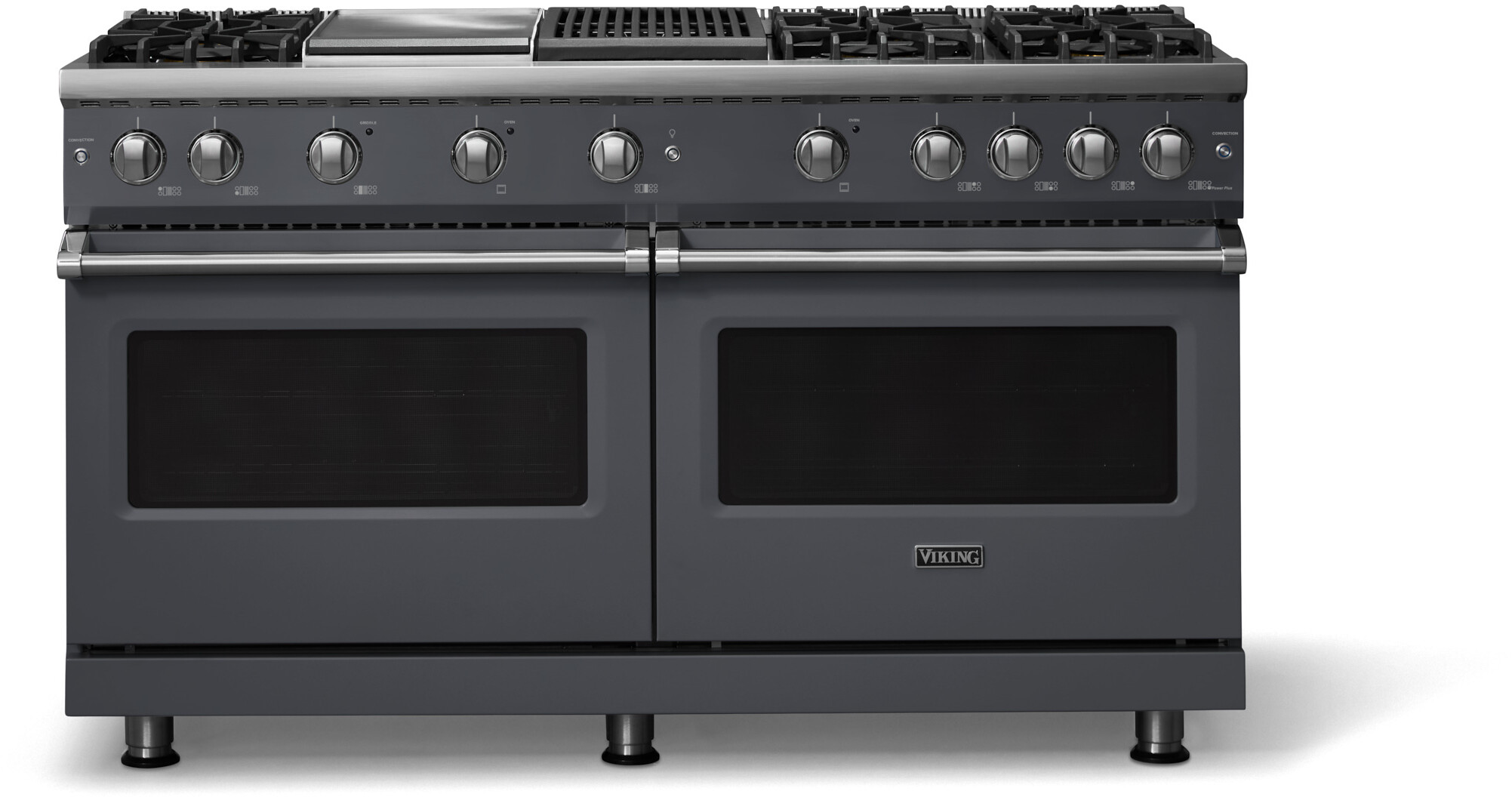 Viking VGR56046GQCSLP 5-Series 60 inch Freestanding Gas Range with 6 Sealed Burners, Griddle, Grill, 8 cu. ft. Oven Capacity, VSH Pro Sealed Burner System and Gourmet-Glo Infrared Broiler (Cast Black, Polished Chrome, Liquid Propane)