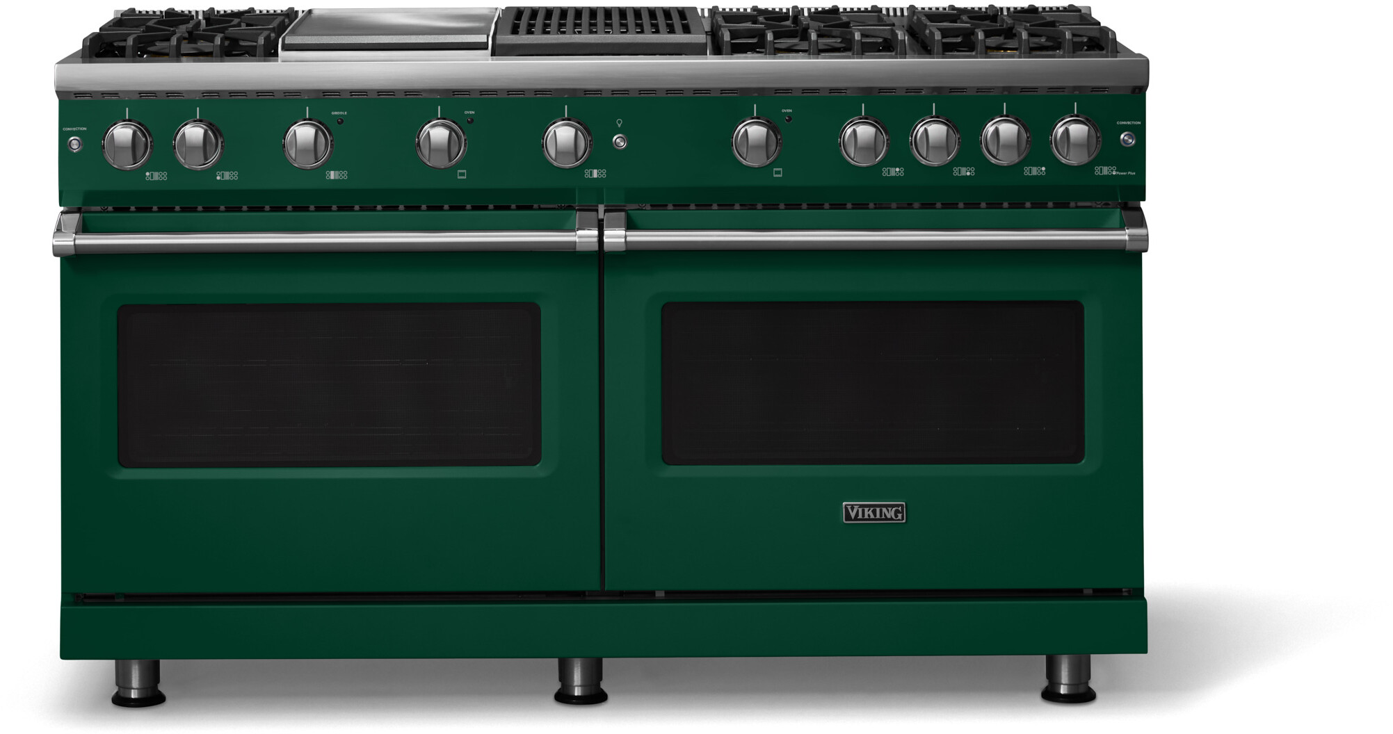 Viking VGR56046GQIV 5-Series 60 inch Freestanding Gas Range with 6 Sealed Burners, Griddle, Grill, 8 cu. ft. Oven Capacity, VSH Pro Sealed Burner System and Gourmet-Glo Infrared Broiler (Ivy, Polished Chrome, Natural Gas)