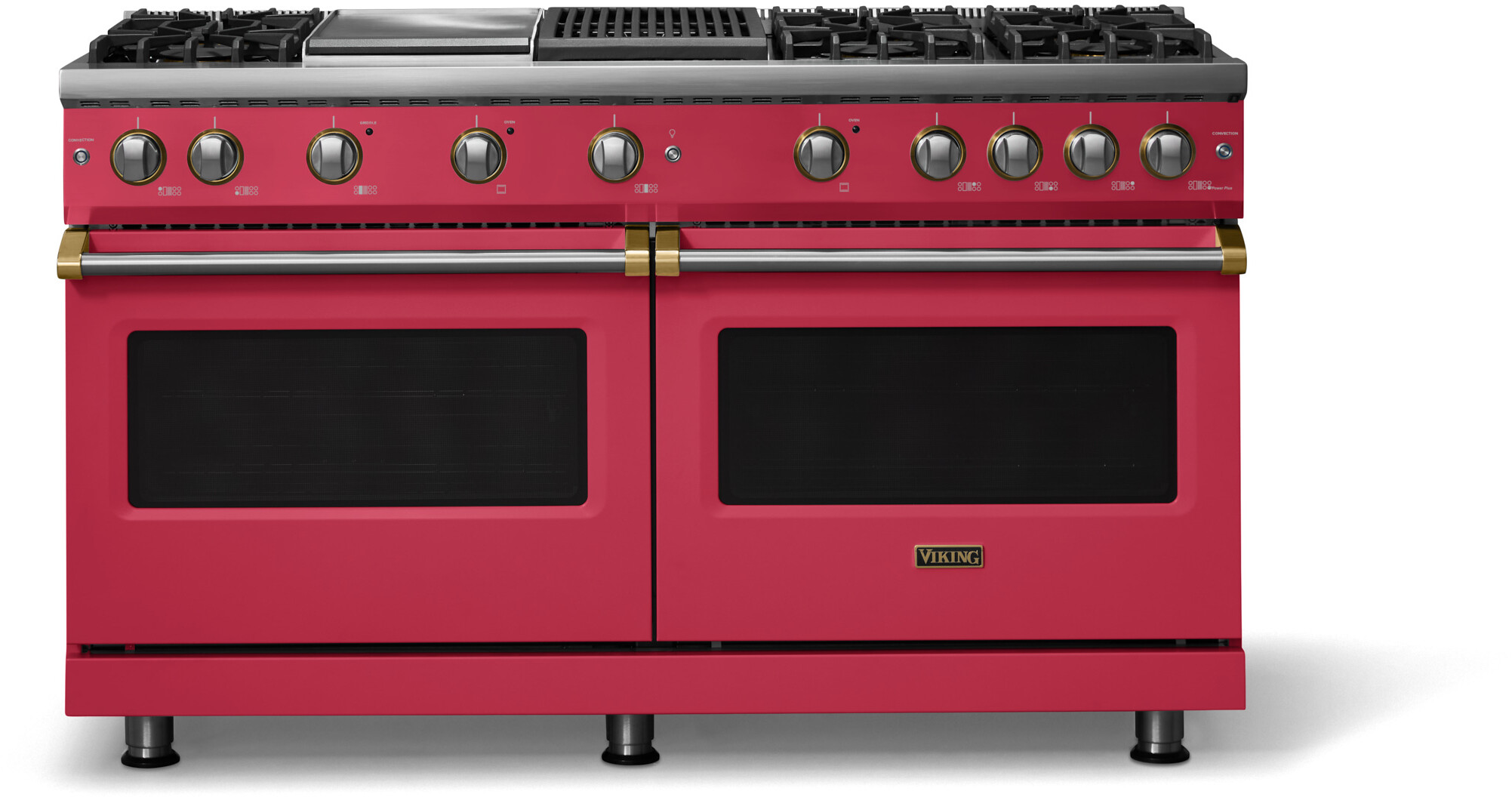 Viking VGR56046GQVABB 5-Series 60 inch Freestanding Gas Range with 6 Sealed Burners, Griddle, Grill, 8 cu. ft. Oven Capacity, VSH Pro Sealed Burner System and Gourmet-Glo Infrared Broiler (Valentine, Brushed Brass, Natural Gas)