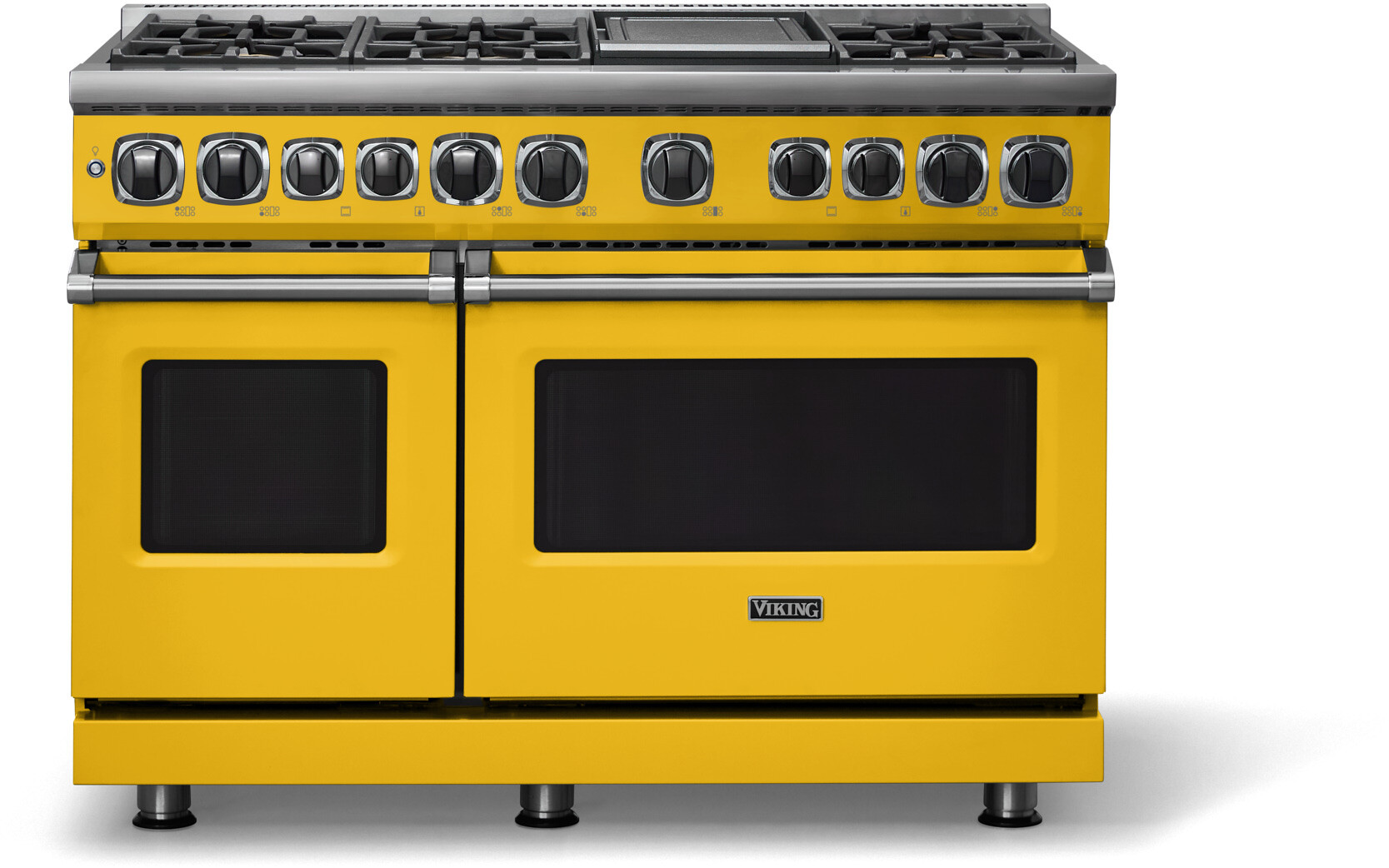 Viking VDR74826GDALP 7 Series 48 inch Dual Fuel Range with 6 Sealed Elevation Burners and Griddle, 7.3 cu. ft. Total Oven Capacity, Self-Clean, Gourmet-Glo Infrared Broiler  (Daffodil, Liquid Propane)