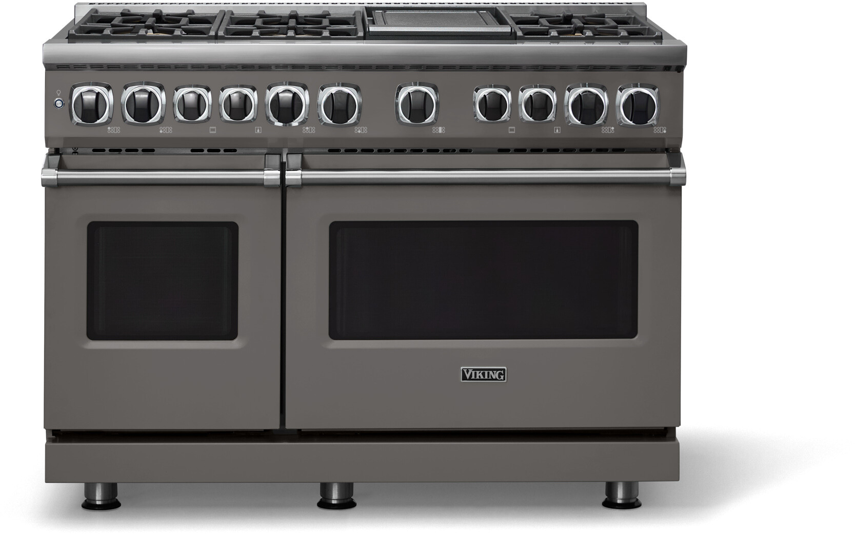 Viking VDR74826GDGLP 7 Series 48 inch Dual Fuel Range with 6 Sealed Elevation Burners and Griddle, 7.3 cu. ft. Total Oven Capacity, Self-Clean, Gourmet-Glo Infrared Broiler  (Damascus Grey, Liquid Propane)