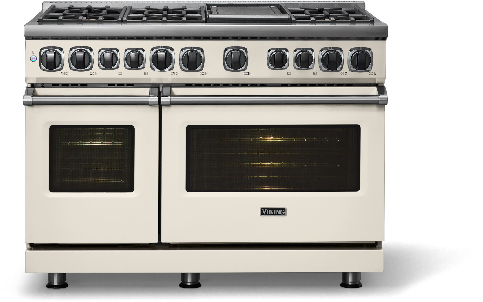 Viking VDR74826GPWLP 7 Series 48 inch Dual Fuel Range with 6 Sealed Elevation Burners and Griddle, 7.3 cu. ft. Total Oven Capacity, Self-Clean, Gourmet-Glo Infrared Broiler  (Pure White, Liquid Propane)