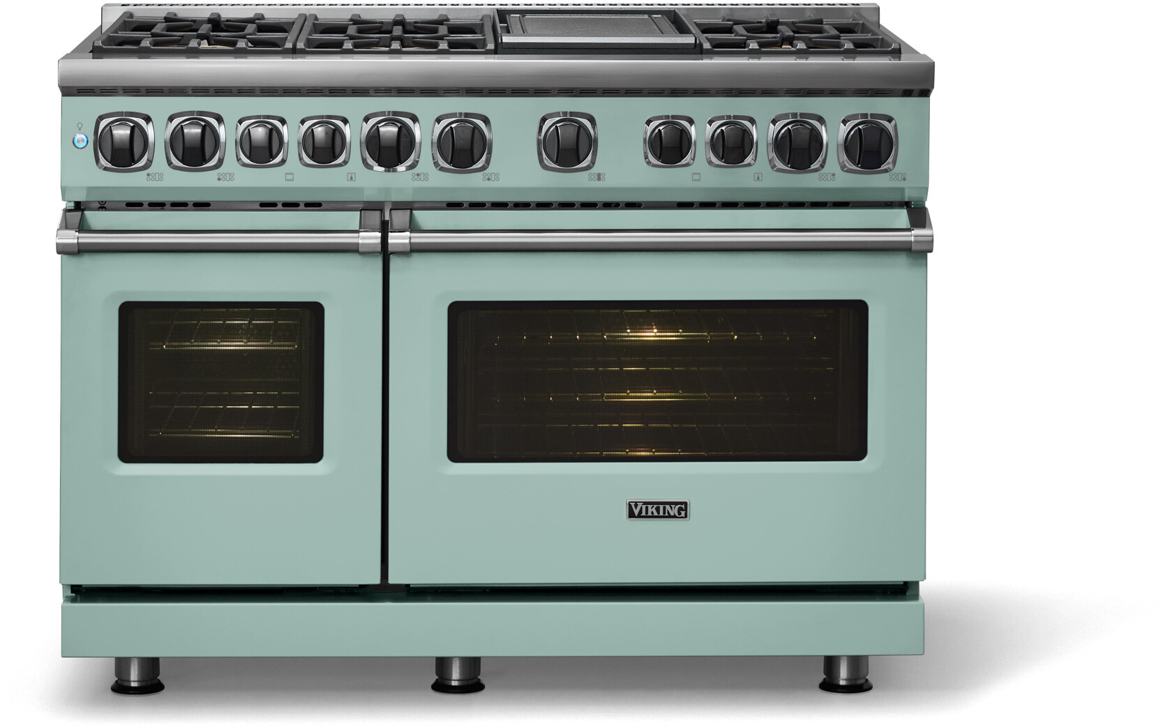 Viking VDR74826GSPLP 7 Series 48 inch Dual Fuel Range with 6 Sealed Elevation Burners and Griddle, 7.3 cu. ft. Total Oven Capacity, Self-Clean, Gourmet-Glo Infrared Broiler  (Splash, Liquid Propane)