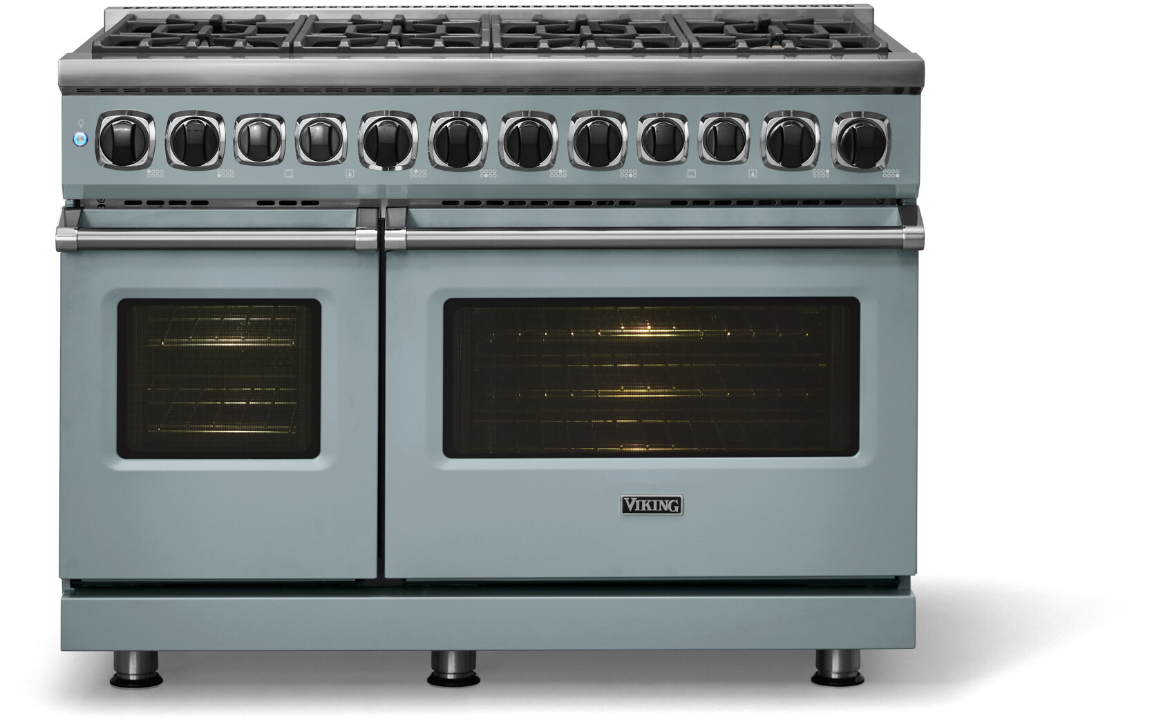 Viking VDR74828BNSLP 7 Series 48 inch Dual Fuel Range with 8 Sealed Elevation Burners, 7.3 cu. ft. Total Oven Capacity, Self Clean Oven, Gourmet-Glo Infrared Broiler (November Sky, Liquid Propane)