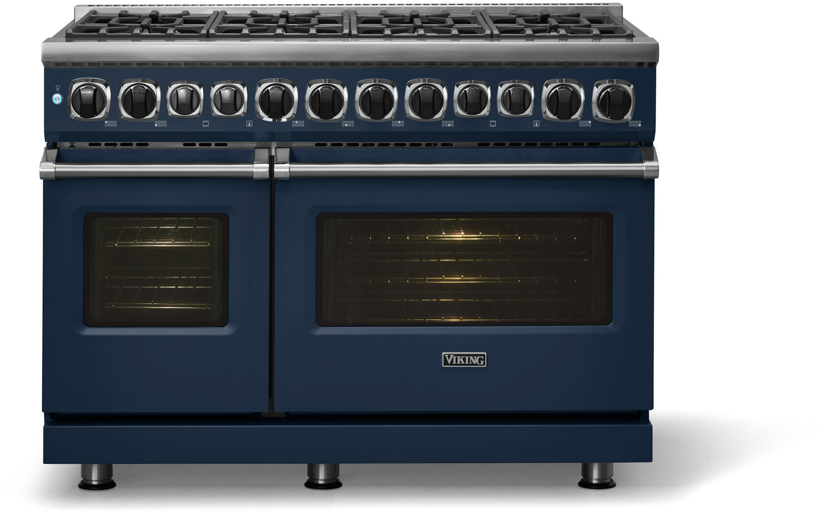 Viking VDR74828BSBLP 7 Series 48 inch Dual Fuel Range with 8 Sealed Elevation Burners, 7.3 cu. ft. Total Oven Capacity, Self Clean Oven, Gourmet-Glo Infrared Broiler (Slate Blue, Liquid Propane)