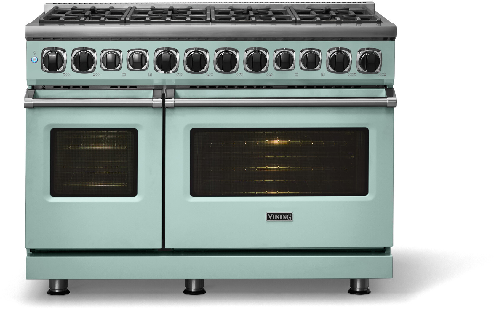 Viking VDR74828BSPLP 7 Series 48 inch Dual Fuel Range with 8 Sealed Elevation Burners, 7.3 cu. ft. Total Oven Capacity, Self Clean Oven, Gourmet-Glo Infrared Broiler (Splash, Liquid Propane)