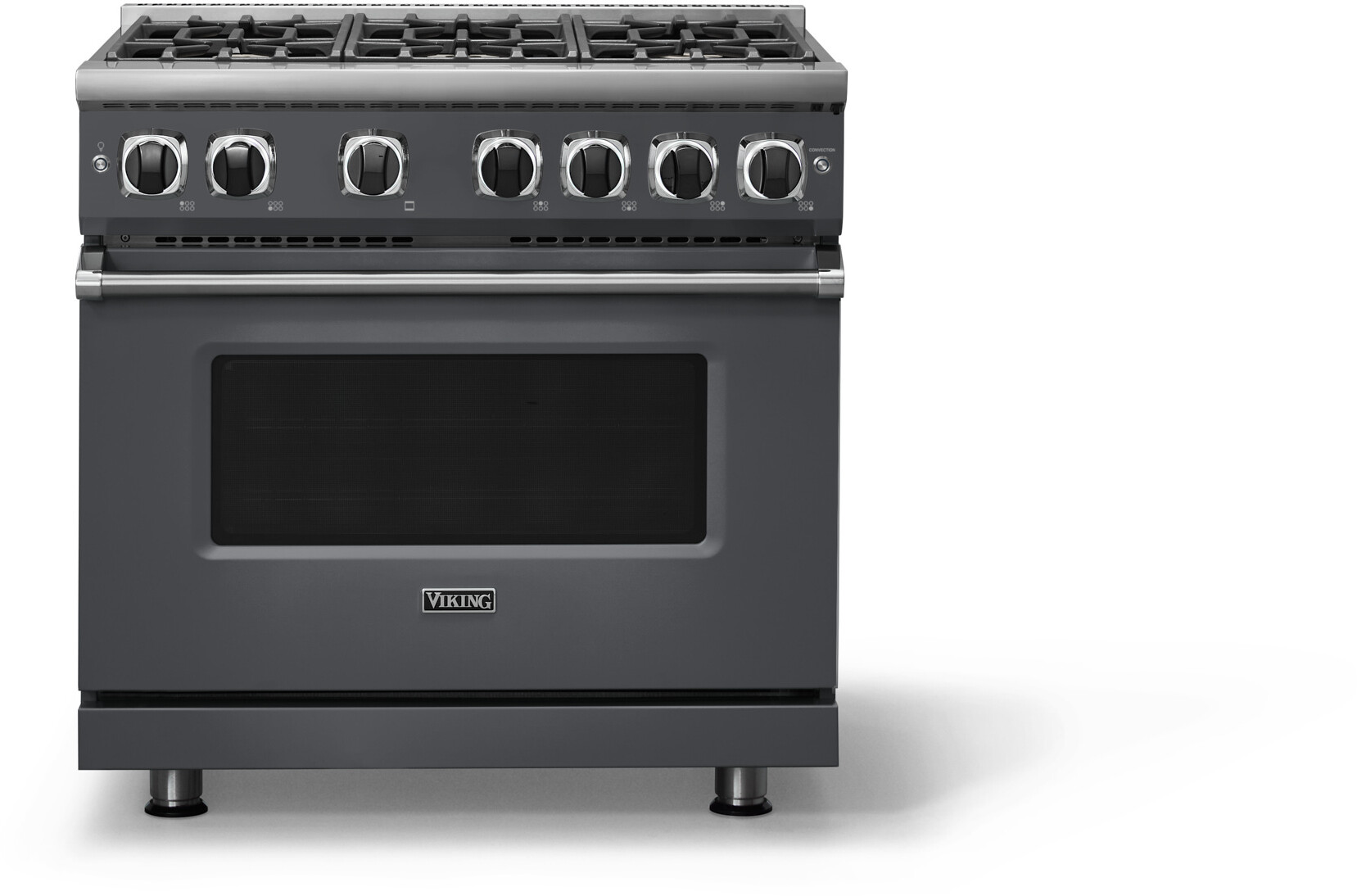 Viking VGR73626BCSLP 7 Series 36 inch Freestanding Gas Range with 6 Sealed Elevation Burners, 5.1 cu. ft. Oven Capacity, Gourmet-Glo Gas Infrared Broiler  (Cast Black, Liquid Propane)