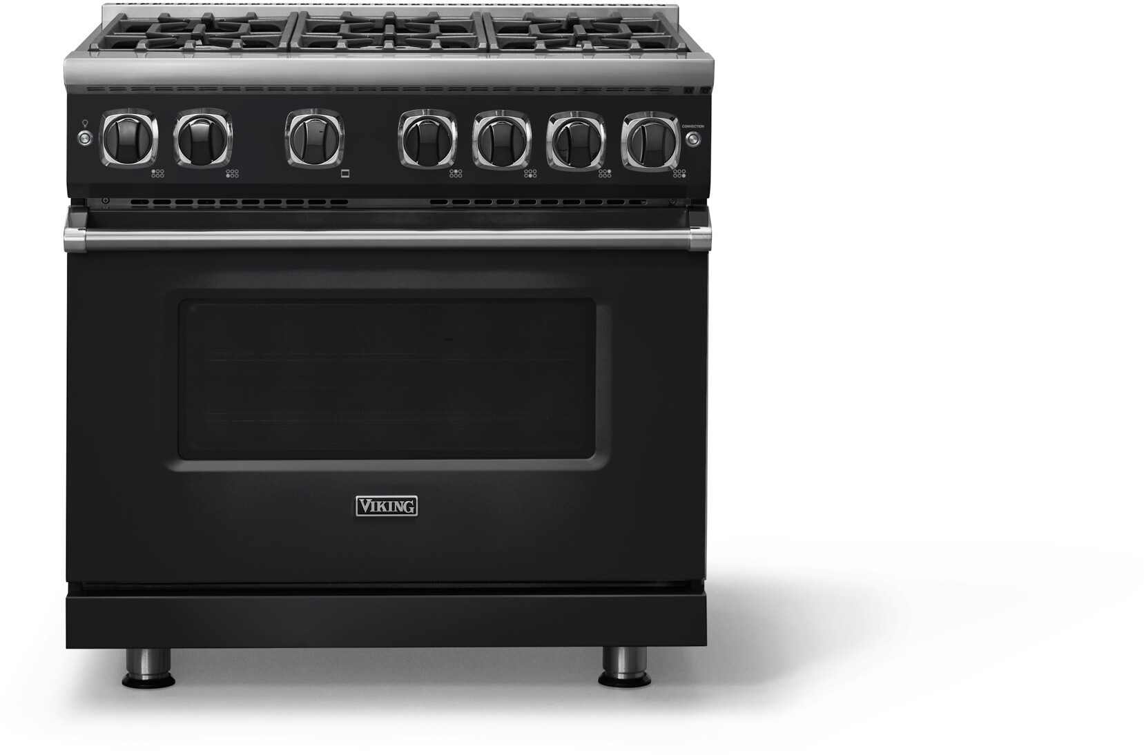 Viking VGR73626BONLP 7 Series 36 inch Freestanding Gas Range with 6 Sealed Elevation Burners, 5.1 cu. ft. Oven Capacity, Gourmet-Glo Gas Infrared Broiler  (Onyx, Liquid Propane)