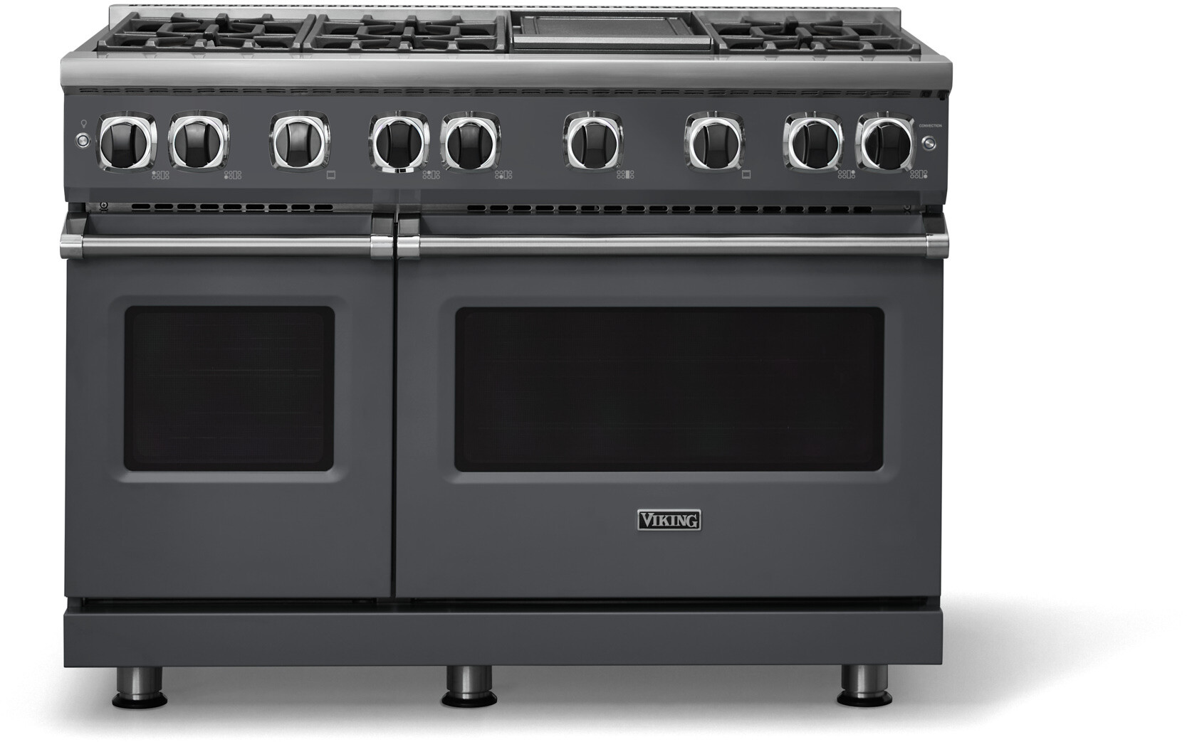 Viking VGR74826GCSLP 7 Series 48 inch Sealed Burner Gas Range with 6 Elevation Burners and Griddle, 6.1 cu. ft. Total Oven Capacity, Gourmet-Glo Gas Infrared Broiler (Cast Black, Liquid Propane)