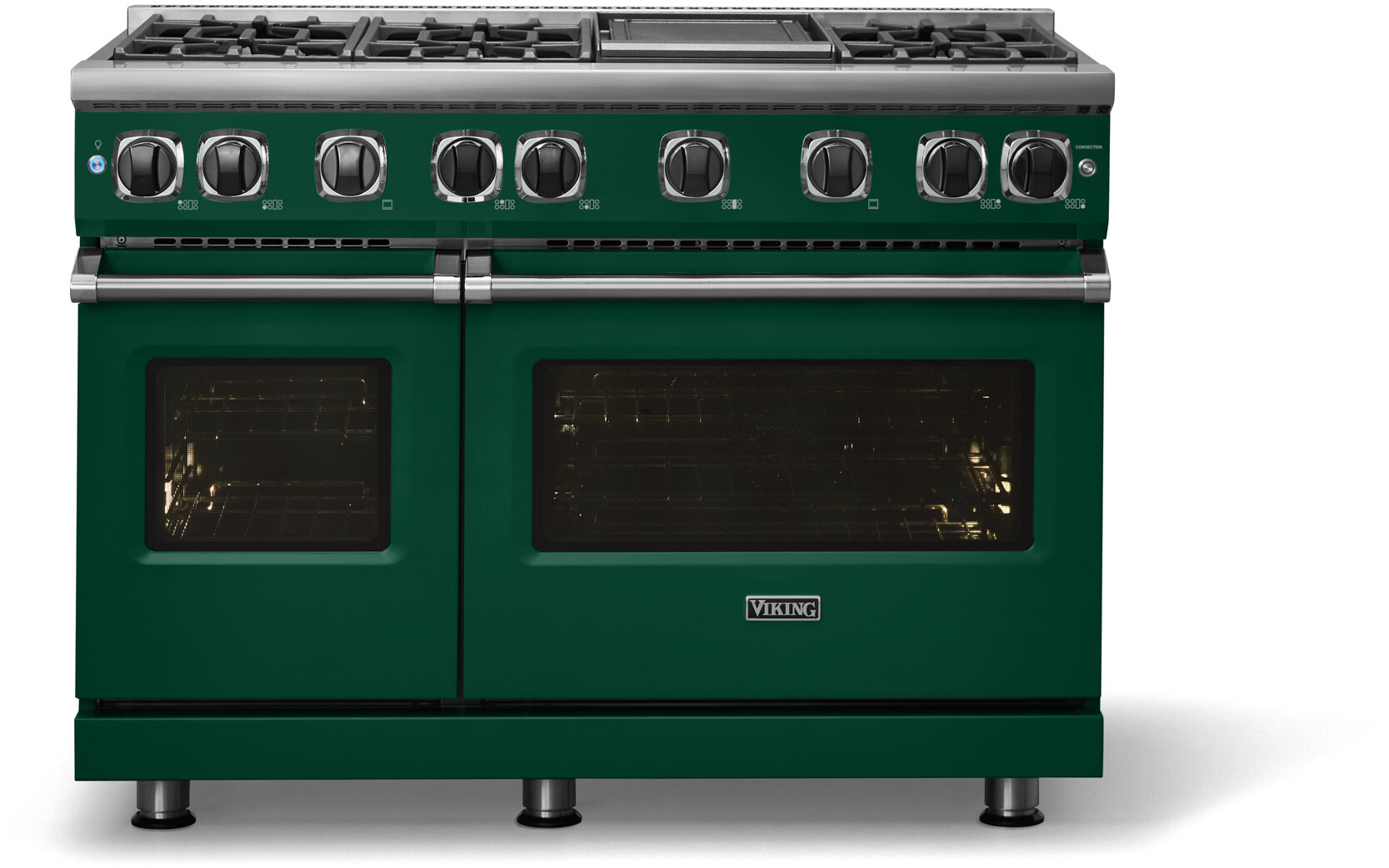 Viking VGR74826GIV 7 Series 48 inch Sealed Burner Gas Range with 6 Elevation Burners and Griddle, 6.1 cu. ft. Total Oven Capacity, Gourmet-Glo Gas Infrared Broiler (Ivy, Natural Gas)