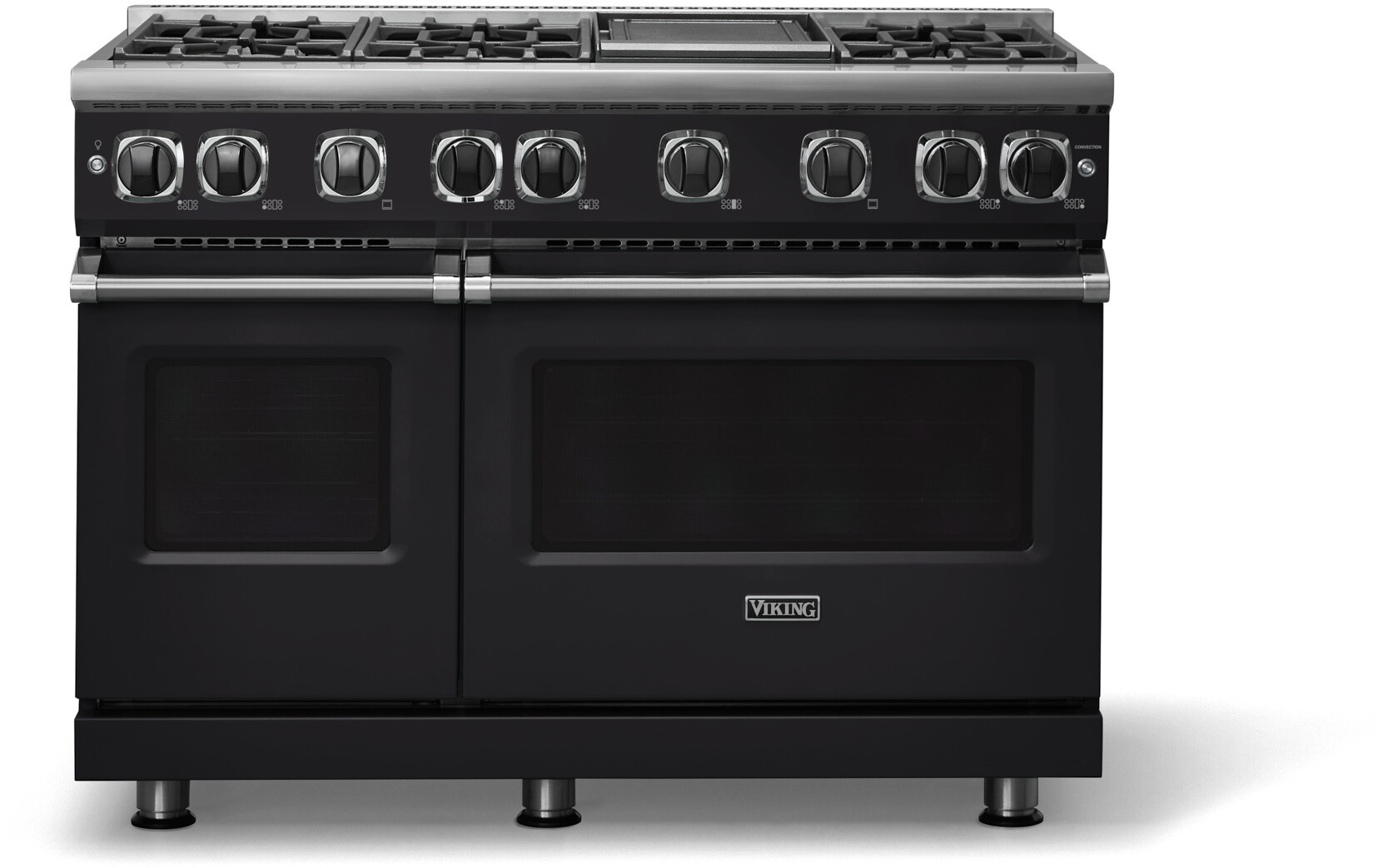 Viking VGR74826GONLP 7 Series 48 inch Sealed Burner Gas Range with 6 Elevation Burners and Griddle, 6.1 cu. ft. Total Oven Capacity, Gourmet-Glo Gas Infrared Broiler (Onyx, Liquid Propane)