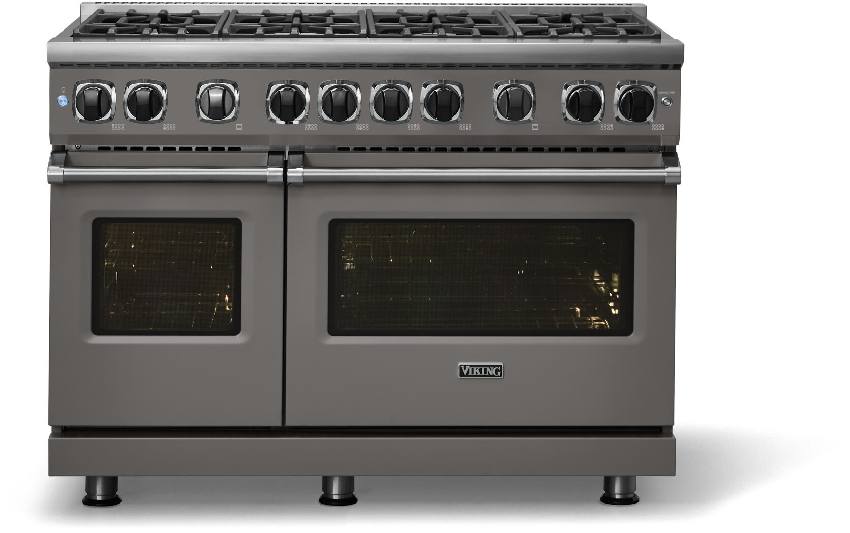 Viking VGR74828BDGLP 7 Series 48 inch Freestanding Gas Range with 8 Sealed Elevation Burners, 6.1 cu. ft. Oven Capacity, Gourmet-Glo Gas Infrared Broiler (Damascus Grey, Liquid Propane)