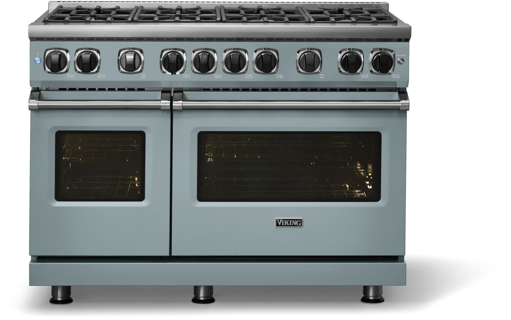 Viking VGR74828BNSLP 7 Series 48 inch Freestanding Gas Range with 8 Sealed Elevation Burners, 6.1 cu. ft. Oven Capacity, Gourmet-Glo Gas Infrared Broiler (November Sky, Liquid Propane)