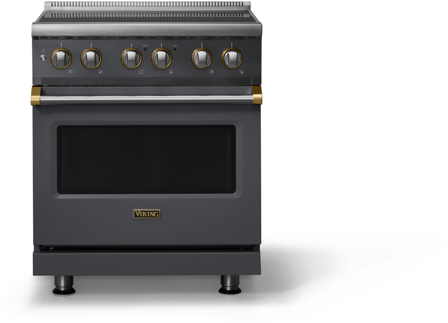 Viking VIR53044BCSBB 5-Series 30 inch Freestanding Induction Range with 4 Elements, 4.7 cu. ft. Oven Capacity, MagneQuick Induction Power Generators and Vari-Speed Dual Flow Convection System (Cast Black, Brushed Brass)