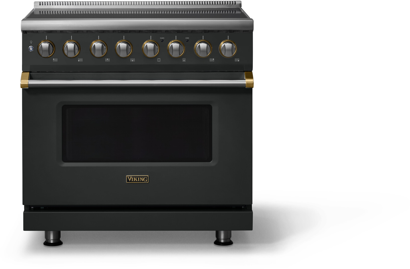 Viking VIR53646BANBB 5-Series 36 inch Freestanding Induction Range with 6 Elements, 5.6 cu. ft. Oven Capacity, MagneQuick Induction Power Generators and Vari-Speed Dual Flow Convection System (Antique Bronze, Brushed Brass)