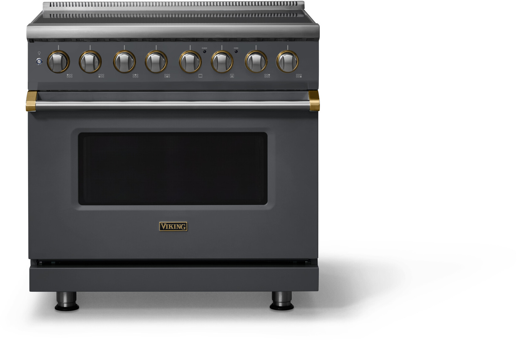 Viking VIR53646BCSBB 5-Series 36 inch Freestanding Induction Range with 6 Elements, 5.6 cu. ft. Oven Capacity, MagneQuick Induction Power Generators and Vari-Speed Dual Flow Convection System (Cast Black, Brushed Brass)