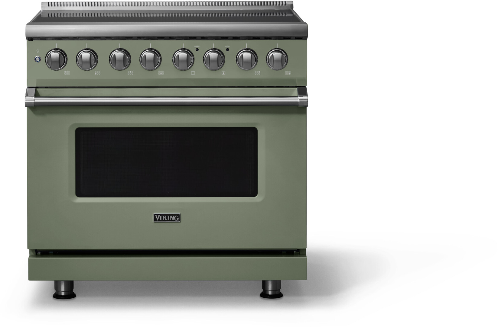Viking VIR53646BEU 5-Series 36 inch Freestanding Induction Range with 6 Elements, 5.6 cu. ft. Oven Capacity, MagneQuick Induction Power Generators and Vari-Speed Dual Flow Convection System (Eucalyptus, Polished Chrome)