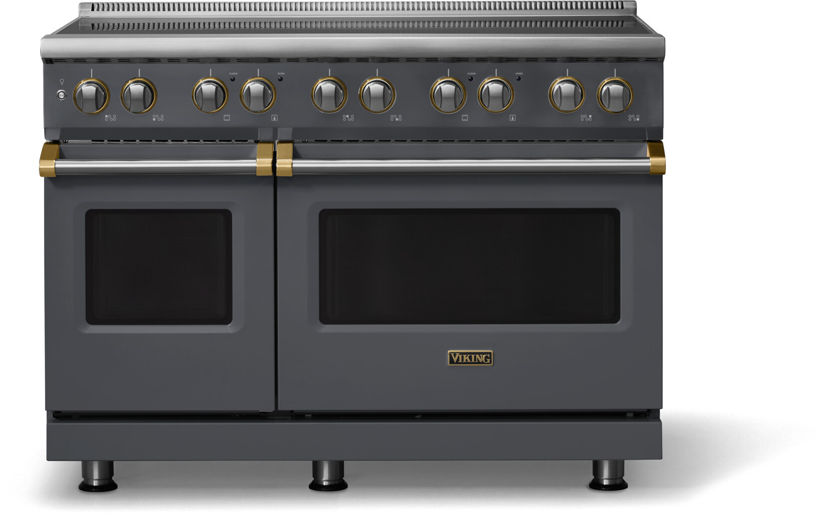Viking VIR54846BCSBB 5-Series 48 inch Freestanding Induction Range with 6 Elements, 7.3 cu. ft. Oven Capacity, MagneQuick Induction Power Generators and Vari-Speed Dual Flow Convection System (Cast Black, Brushed Brass)
