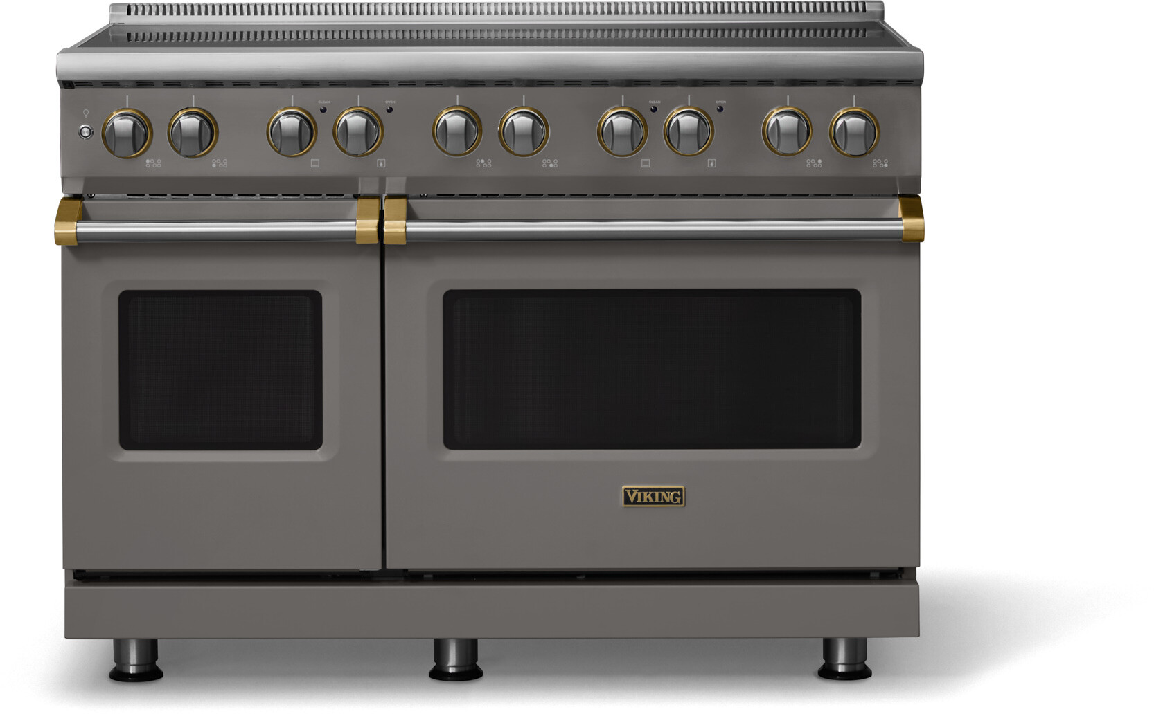 Viking VIR54846BDGBB 5-Series 48 inch Freestanding Induction Range with 6 Elements, 7.3 cu. ft. Oven Capacity, MagneQuick Induction Power Generators and Vari-Speed Dual Flow Convection System (Damascus Gray, Brushed Brass)
