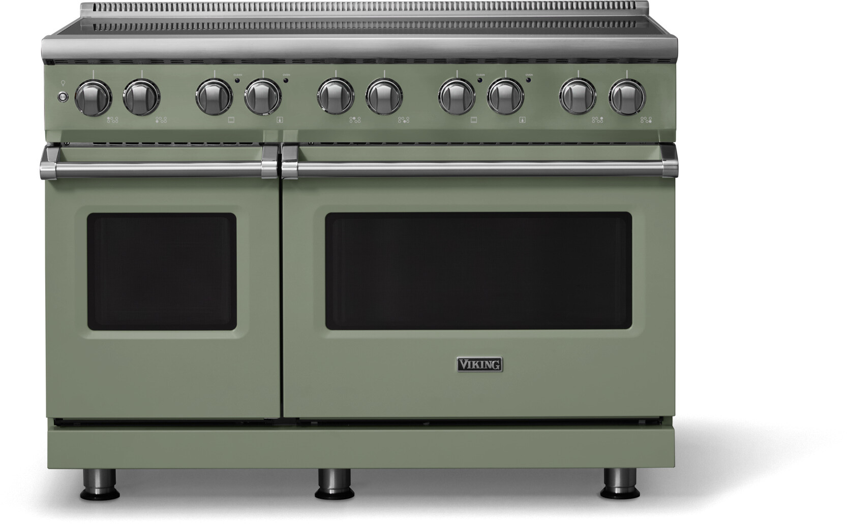 Viking VIR54846BEU 5-Series 48 inch Freestanding Induction Range with 6 Elements, 7.3 cu. ft. Oven Capacity, MagneQuick Induction Power Generators and Vari-Speed Dual Flow Convection System (Eucalyptus, Polished Chrome)