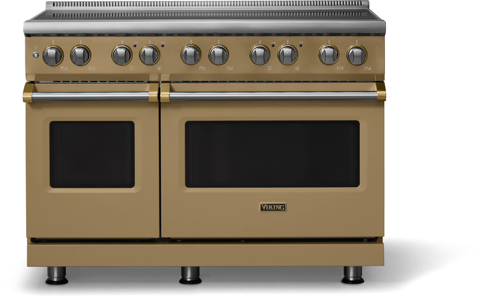 Viking VIR54846BGHBB 5-Series 48 inch Freestanding Induction Range with 6 Elements, 7.3 cu. ft. Oven Capacity, MagneQuick Induction Power Generators and Vari-Speed Dual Flow Convection System (Golden Hour, Brushed Brass)