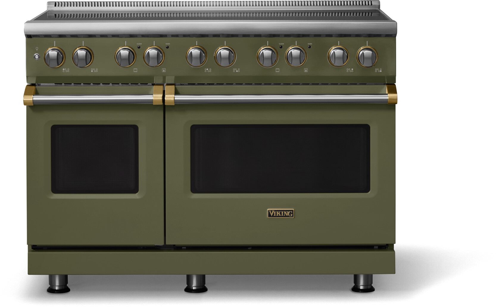 Viking VIR54846BMABB 5-Series 48 inch Freestanding Induction Range with 6 Elements, 7.3 cu. ft. Oven Capacity, MagneQuick Induction Power Generators and Vari-Speed Dual Flow Convection System (Martini, Brushed Brass)