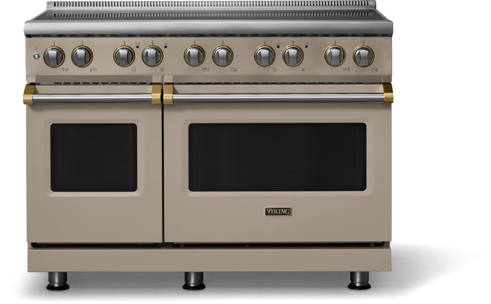 Viking VIR54846BNABB 5-Series 48 inch Freestanding Induction Range with 6 Elements, 7.3 cu. ft. Oven Capacity, MagneQuick Induction Power Generators and Vari-Speed Dual Flow Convection System (Nantucket, Brushed Brass)
