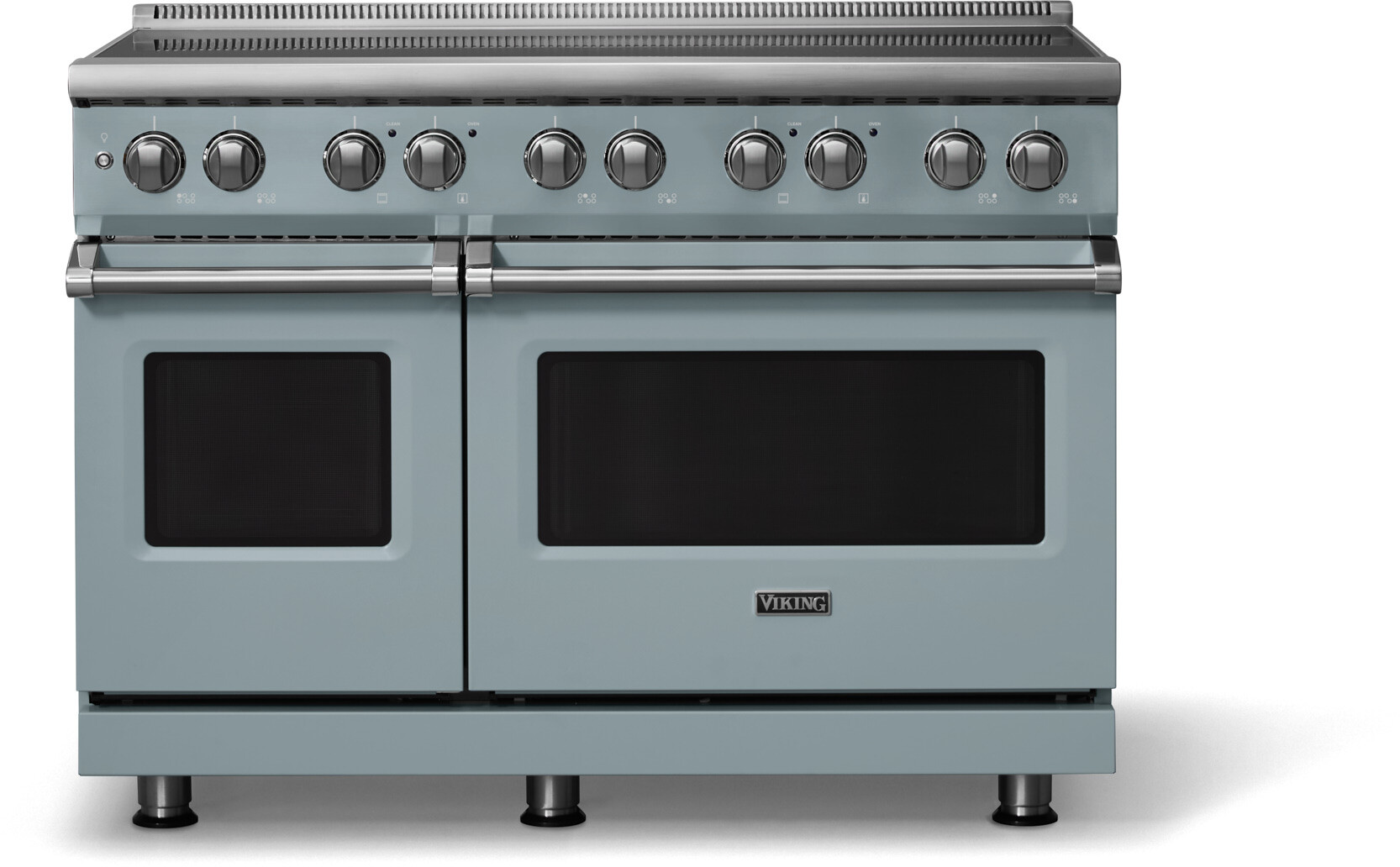 Viking VIR54846BNS 5-Series 48 inch Freestanding Induction Range with 6 Elements, 7.3 cu. ft. Oven Capacity, MagneQuick Induction Power Generators and Vari-Speed Dual Flow Convection System (November Sky, Polished Chrome)
