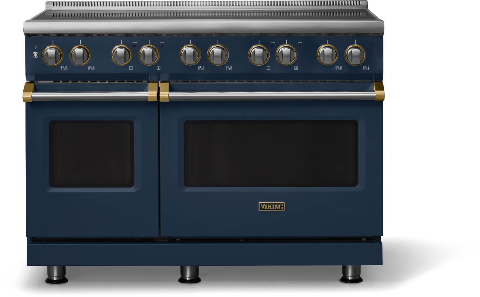 Viking VIR54846BSBBB 5-Series 48 inch Freestanding Induction Range with 6 Elements, 7.3 cu. ft. Oven Capacity, MagneQuick Induction Power Generators and Vari-Speed Dual Flow Convection System (Slate Blue, Brushed Brass)