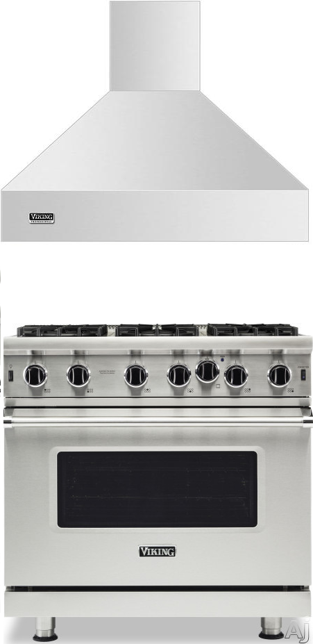Viking 5 2 Piece Kitchen Appliances Package with Gas Range in Stainless Steel VIRARH107