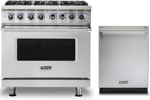 Viking 7 2 Piece Kitchen Appliances Package with Dual Fuel Range and Dishwasher in Stainless Steel VIREDW105