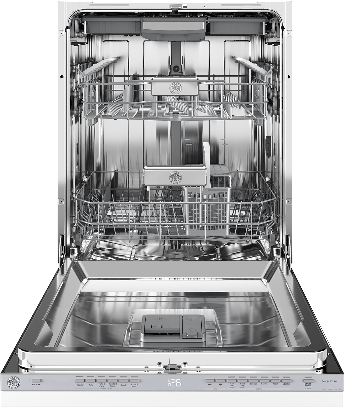 Bertazzoni DW24T3IPV 24 Inch Dishwasher Tall Tub Panel Ready, 15 Place Settings, 42 Db, 6 Wash Cycles Panel Ready - Quiet Operation, 16 Place Settings