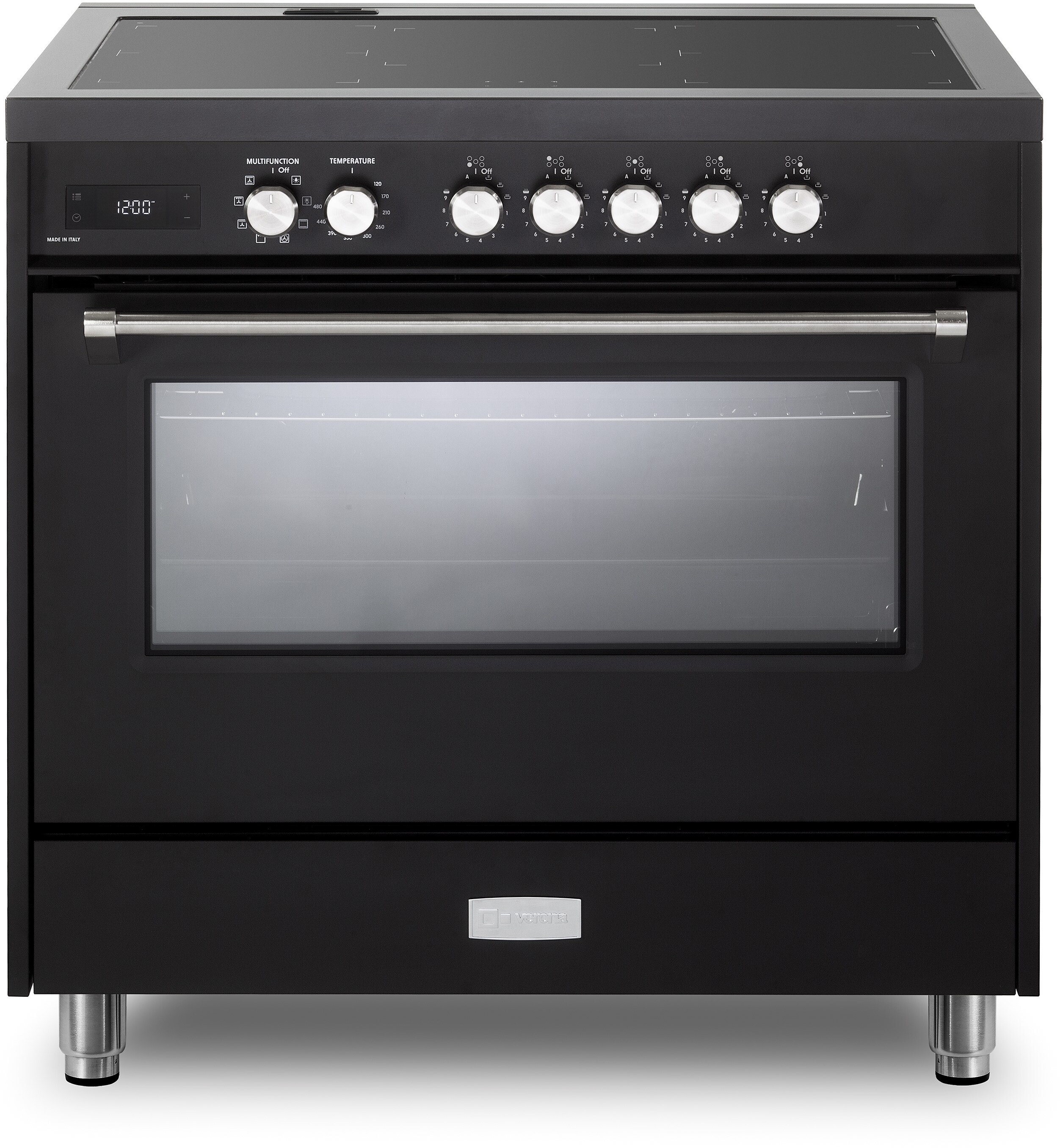 Verona VUFSIE365E 36 inch Ultima Collection Freestanding Induction Range with 5 Elements, 5 cu. ft. Oven Capacity (Matte Black)