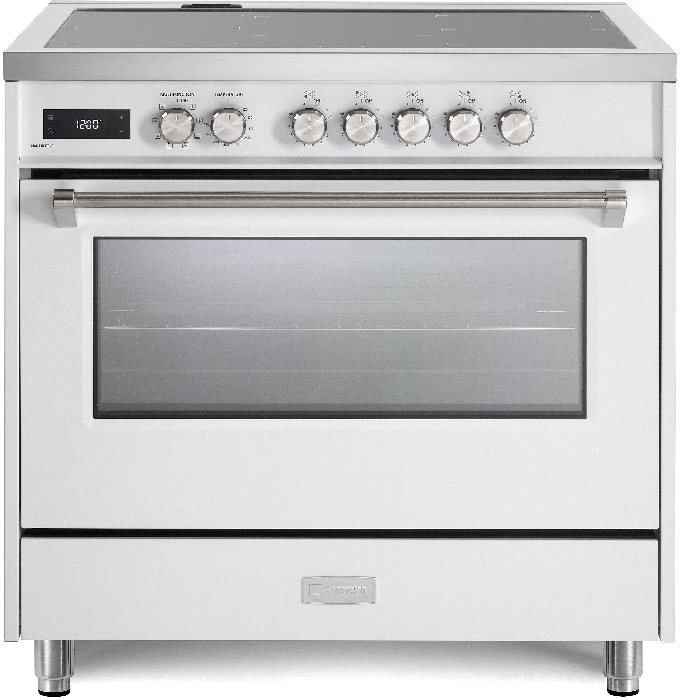 Verona VUFSIE365W 36 inch Ultima Collection Freestanding Induction Range with 5 Elements, 5 cu. ft. Oven Capacity (White)