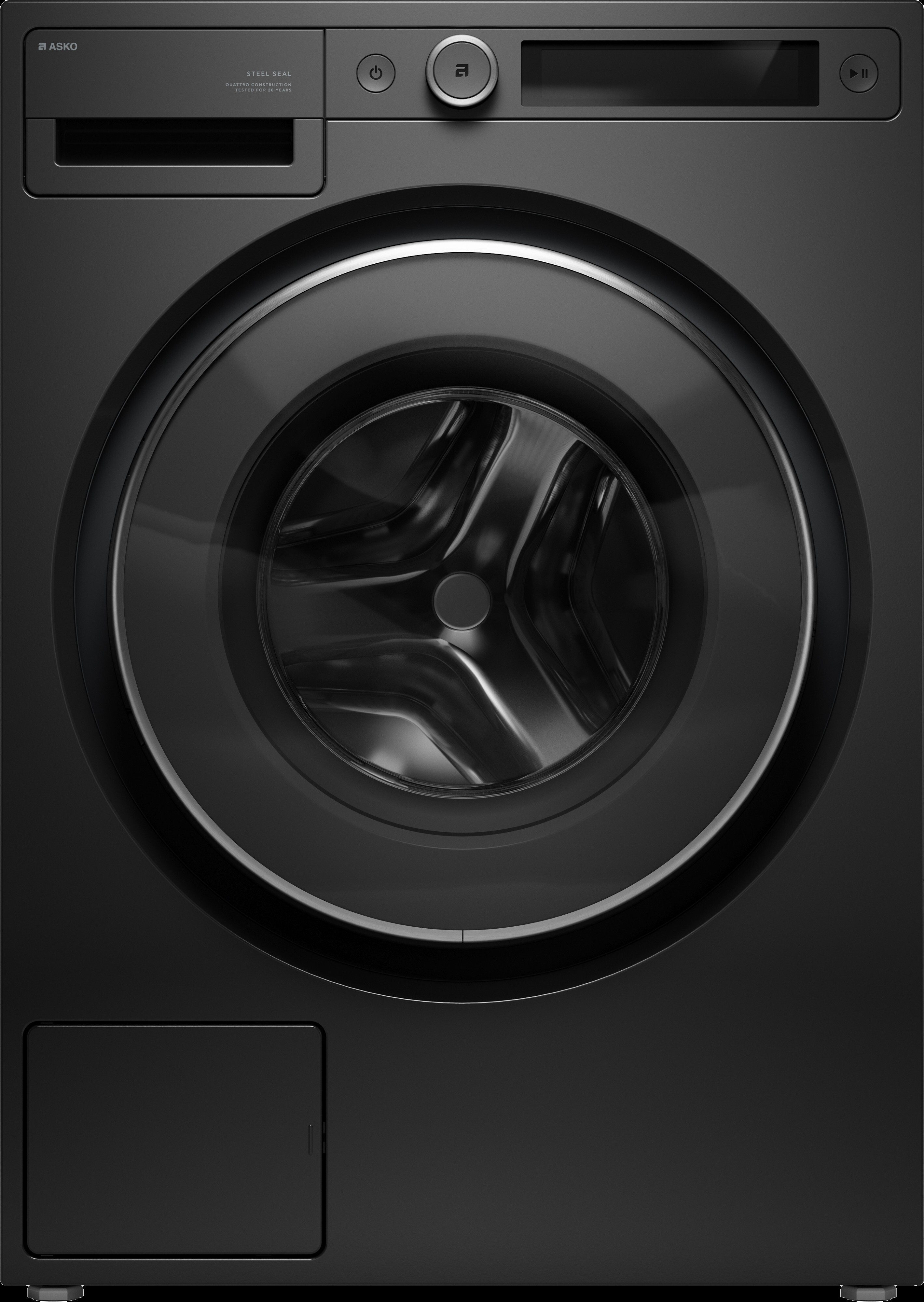 Asko W5XLG 24 inch 5 Series Smart Front Load Washer with 2.8 cu. ft. Capacity, Steel Seal, Quattro Construction 2.0, and Stainless Inner and Outer Drum  (Graphite Black)
