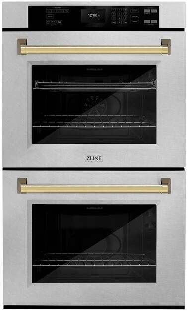 ZLINE WADZ30G 30 inch Autograph Edition Double Wall Oven with 10 cu. ft. Total Capacity, True Convection, Air Fry Mode and Self Clean (Stainless Steel, Polished Gold)