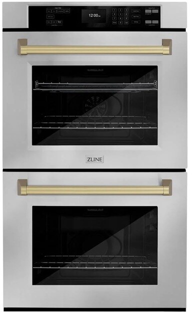 ZLINE WADZ30CB 30 inch Autograph Edition Double Wall Oven with 10 cu. ft. Total Capacity, True Convection, Air Fry Mode and Self Clean (Stainless Steel, Champagne Bronze)