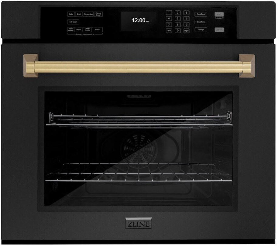 ZLINE WASBZ30CB 30 inch Autograph Edition Single Wall Oven with 5 cu. ft. Capacity, True Convection, Air Fry Mode and Self Clean in Black Stainless Steel (Champagne Bronze)