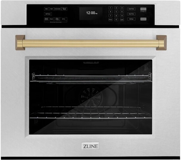 ZLINE WASSZ30CB 30 inch Autograph Edition Single Wall Oven with 5 cu. ft. Capacity, True Convection, Air Fry Mode and Self Clean (Satin Stainless Steel, Champagne Bronze)