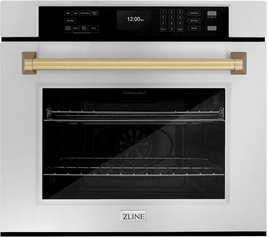 ZLINE WASZ30CB 30 inch Autograph Edition Single Wall Oven with 5 cu. ft. Capacity, True Convection, Air Fry Mode and Self Clean (Stainless Steel, Champagne Bronze)
