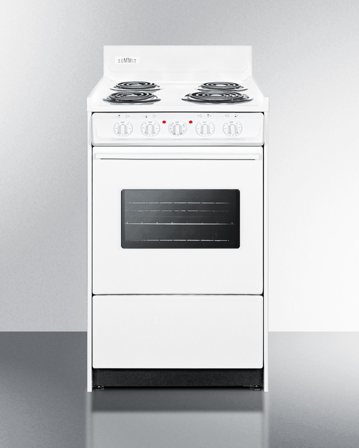 Summit WEM110W 20" Wide Electric Coil Top Range - Made In The U.S.A., ADA Compliant, Classic White Finish